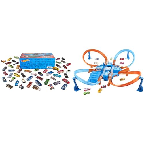 Criss Cross Crash Toy Car Track Set with Motorized Booster X525512