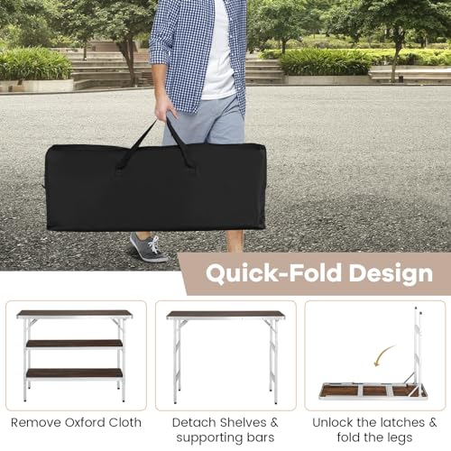 Brown Portable Bar Table with Carrying Bag O4928