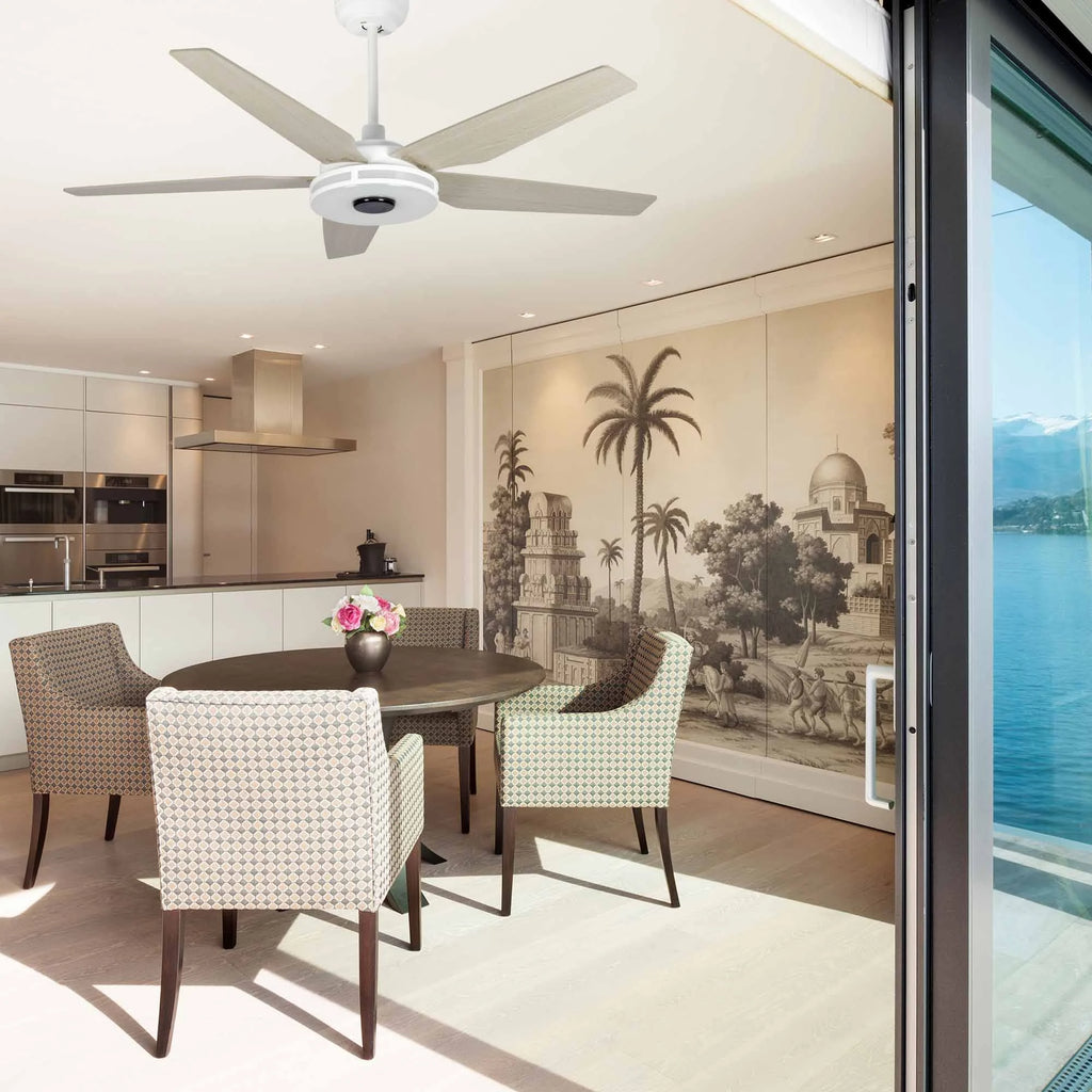 White Modern Wood Ceiling Fan W16809