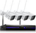 Wireless Security Camera System with Floodlight, 2K Outdoor WiFi Surveillance Set 8CH NVR + 4X 1296P IP Cam, Color Night Vision W81425