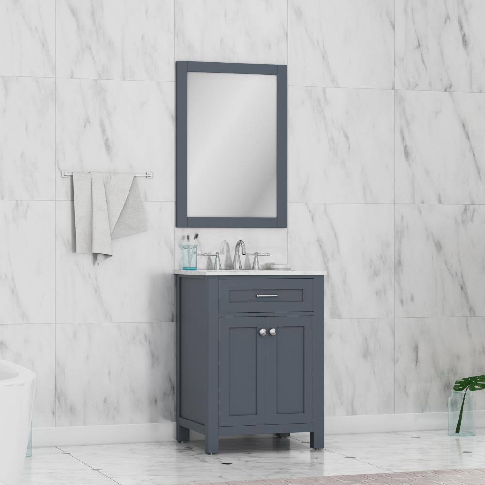 24 in. Single Gray Bathroom Vanity with Carrera Marble Top E31933