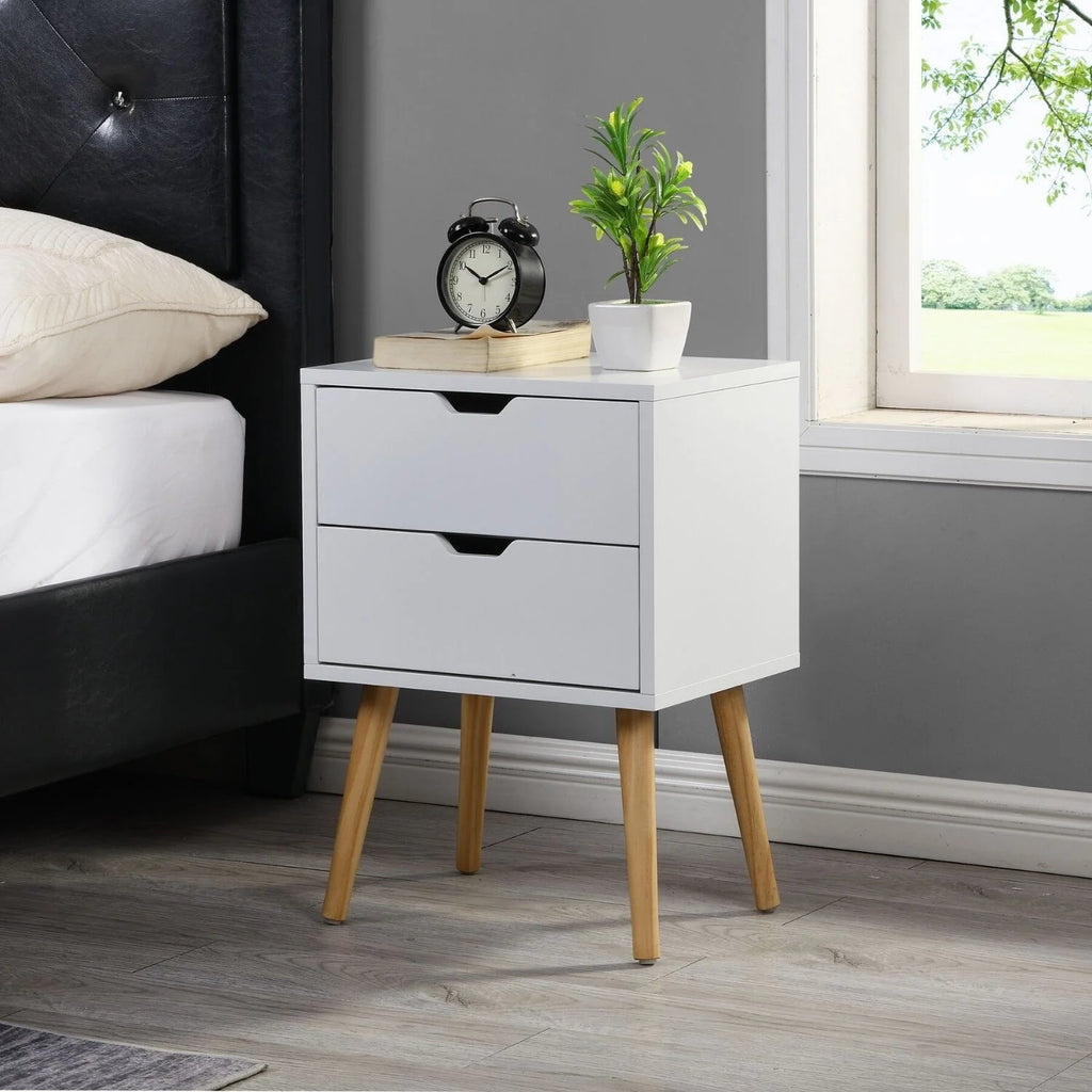 22'' High Double Drawers Nightstand Set of 2 Antique White M810