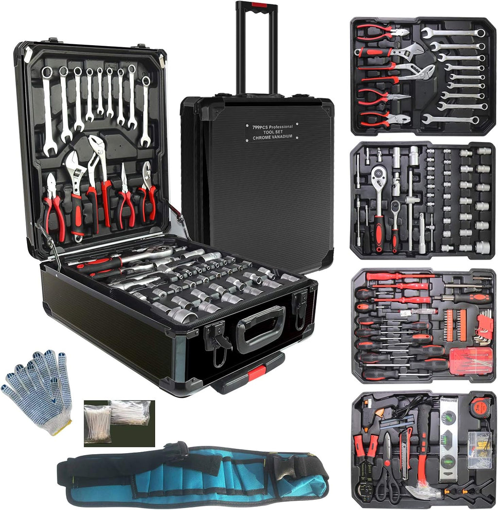 Aluminum Trolley Case Tool Set Silver M168