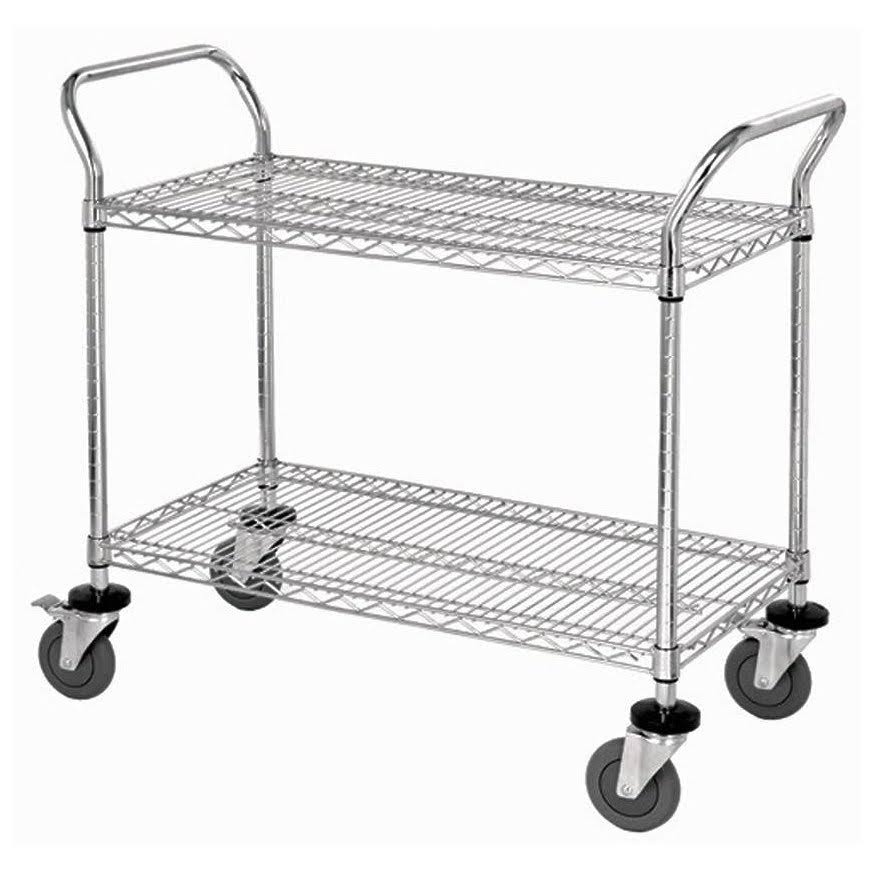 Chrome Wire Shelf Mobile Utility Cart L457