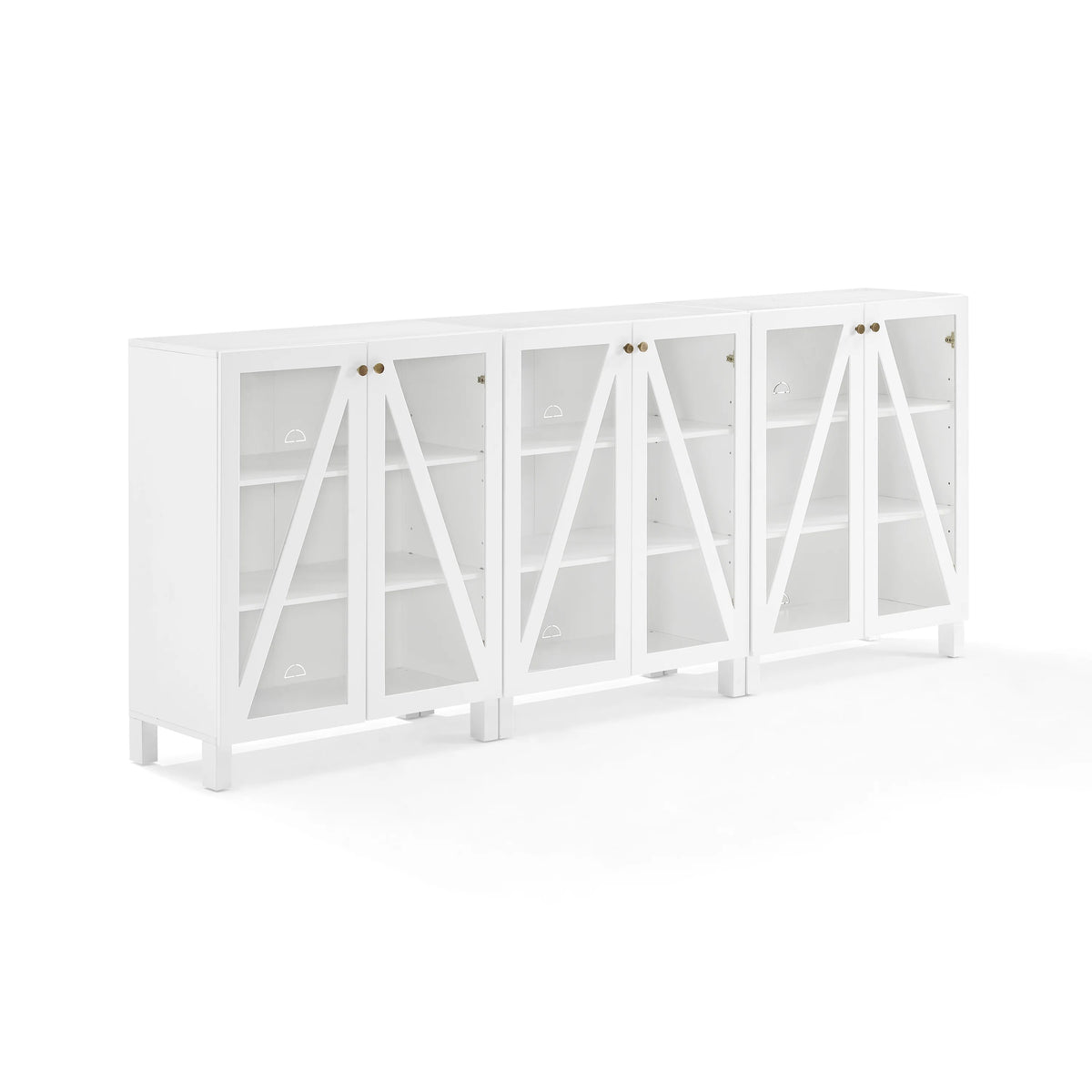 White Wood Media Storage Cabinet Set of 3 Y50652