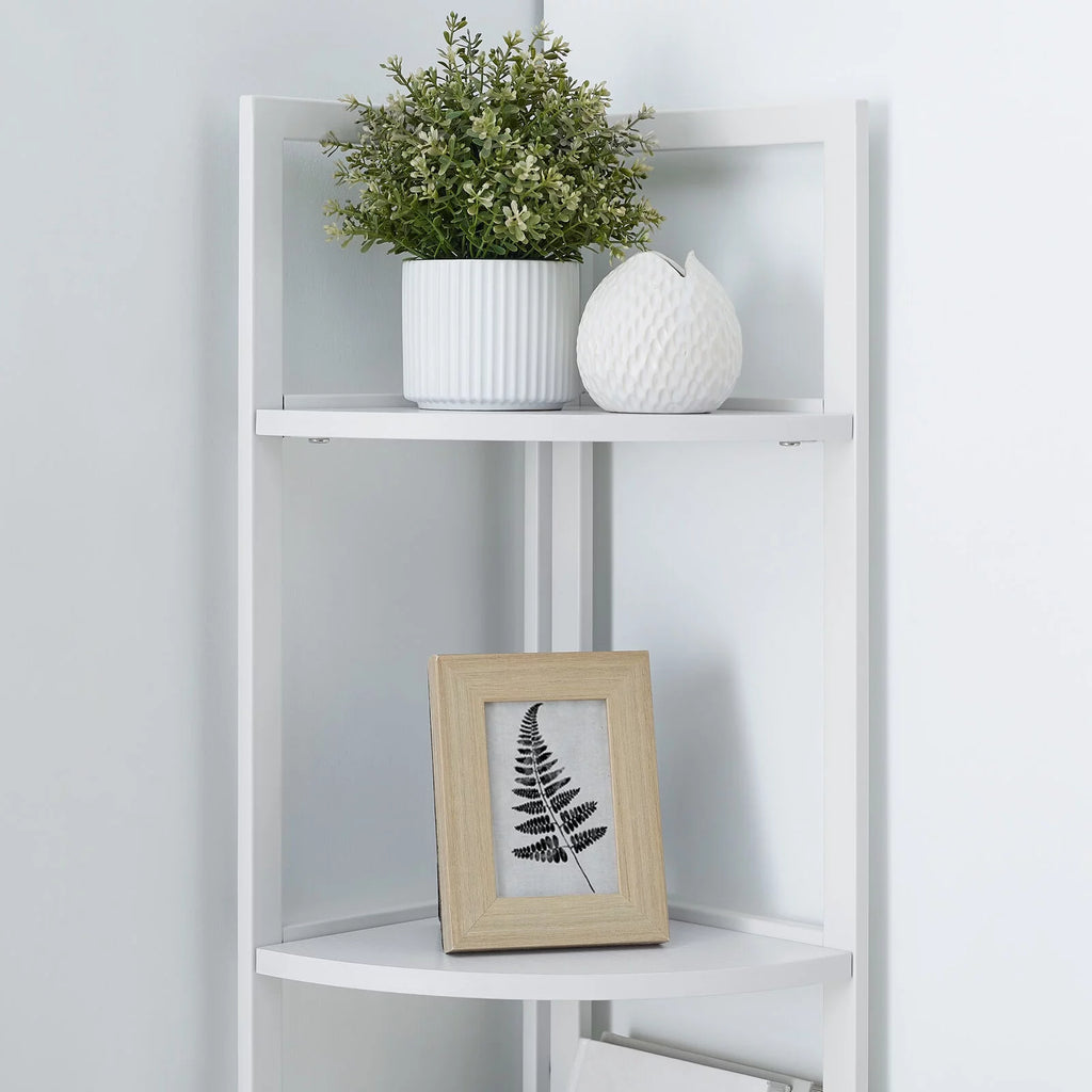 5 Tier White Corner Bookcase Shelf Q464697