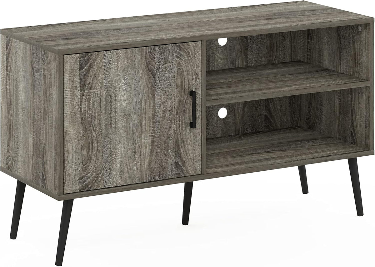 Espresso TV Stand with Wood Legs, One Cabinet Two Shelves F322890