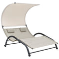 Double Sun Lounger with Canopy Textilene W7847