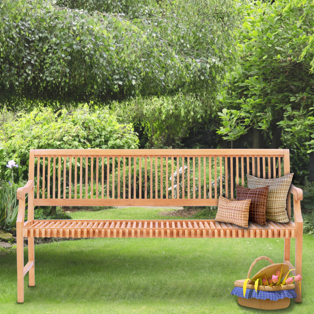 Teak Wood Outdoor Bench with Arms K17662