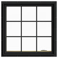 Bronze Painted Clad Wood Casement Window with Colonial Grids A197