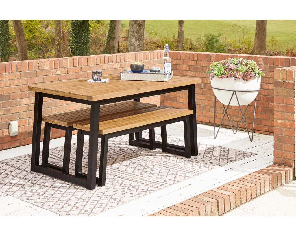 Outdoor Dining Table Set (Set of 3) Brown/Black M531179