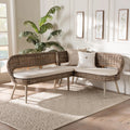 Greywashed Rattan Dining Nook Banquette Set V88085