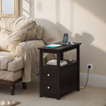 Set of 2 Narrow End Table with Charging Station and 2 Drawers F78212