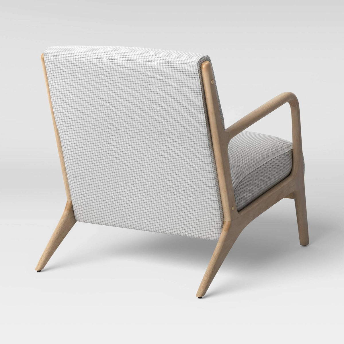 Plaid White/Black Wood Armchair E963