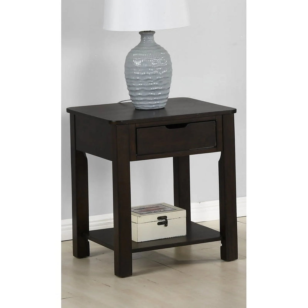 Dark Brown Engineered Wood End Table with Drawer I460696