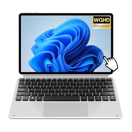 2-in-1 Touch-Screen Laptop 12.3" 3K IPS Tablet PC with Keyboard 8GB RAM 256GB SSD Silver I3821
