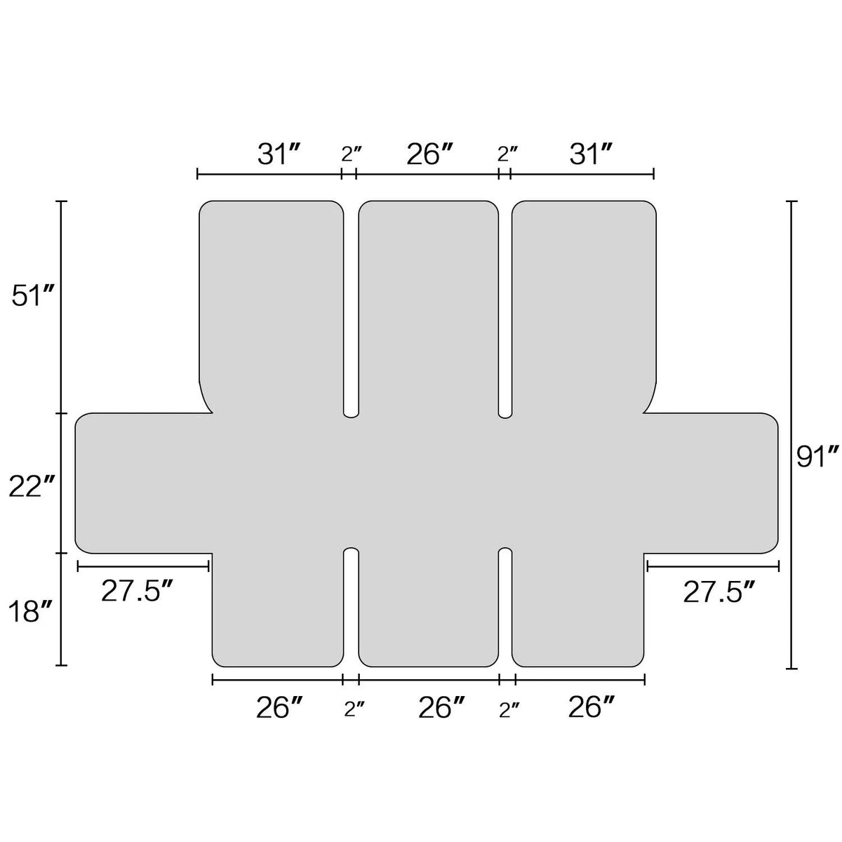 White Seamed Waterproof One-Piece Sofa Cover for 3 Seaters K7940