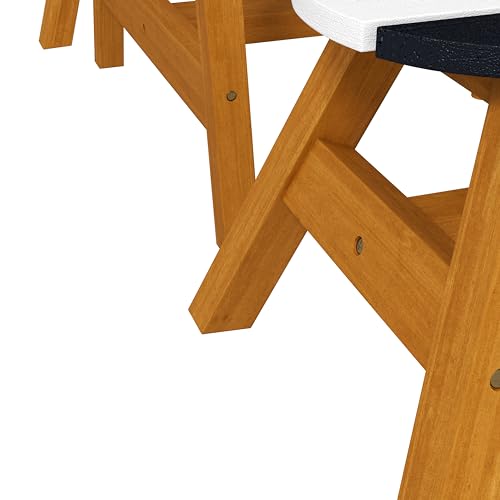 Wooden Kids Table and Benches Set with Umbrella J565713