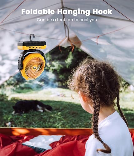 24000mAh Detachable Battery 3-in-1 Portable Camping Fan with LED & Remote R816860