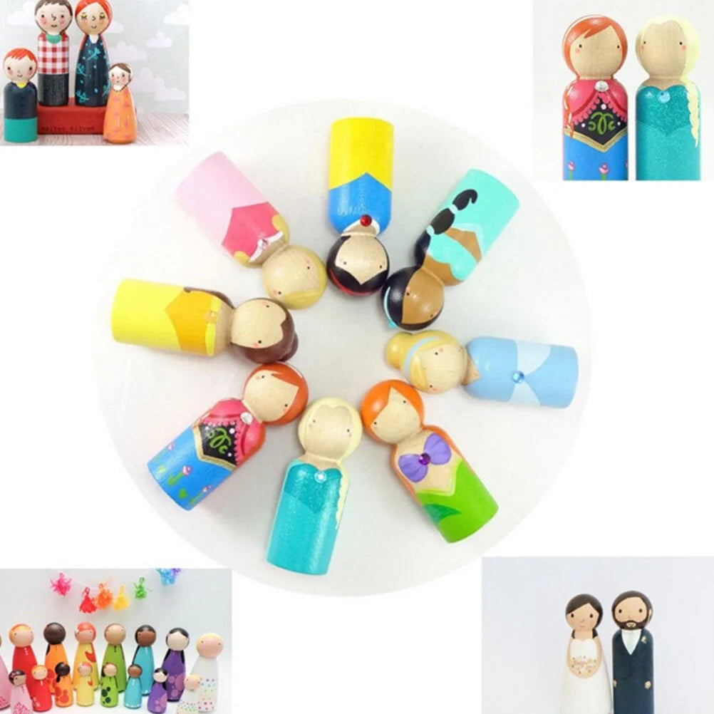 50pcs Unfinished Wood Peg Dolls (Khaki) O10112
