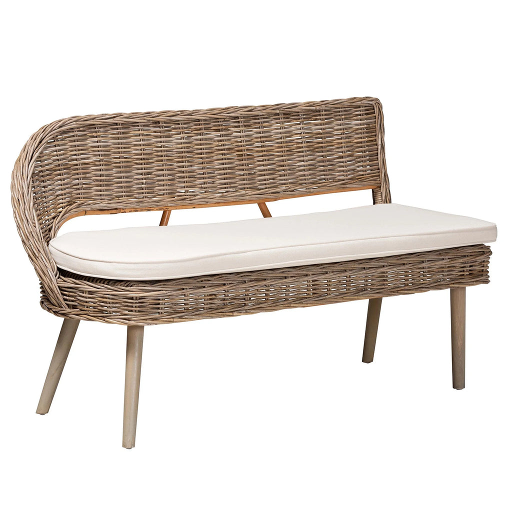Greywashed Rattan Dining Nook Banquette Set V88085