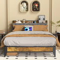 Full Size Platform Bed Frame with Headboard and Storage O90359