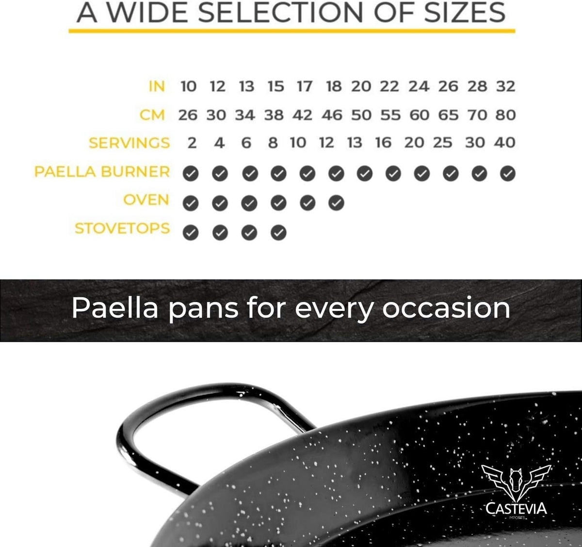 22 Inch Enamelled Carbon Steel Paella Pan V86872
