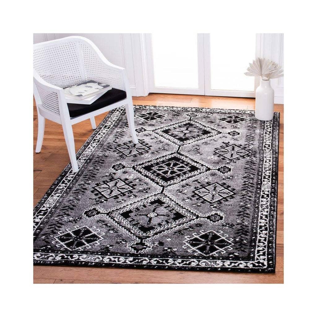 Grey / Black Vintage Rug N7836