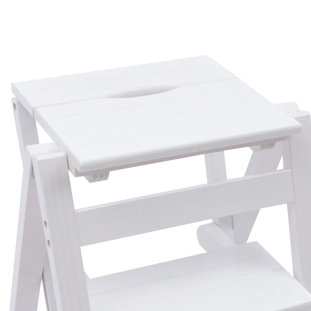 Folding Wooden Step Stool Anti-Slip White K8989
