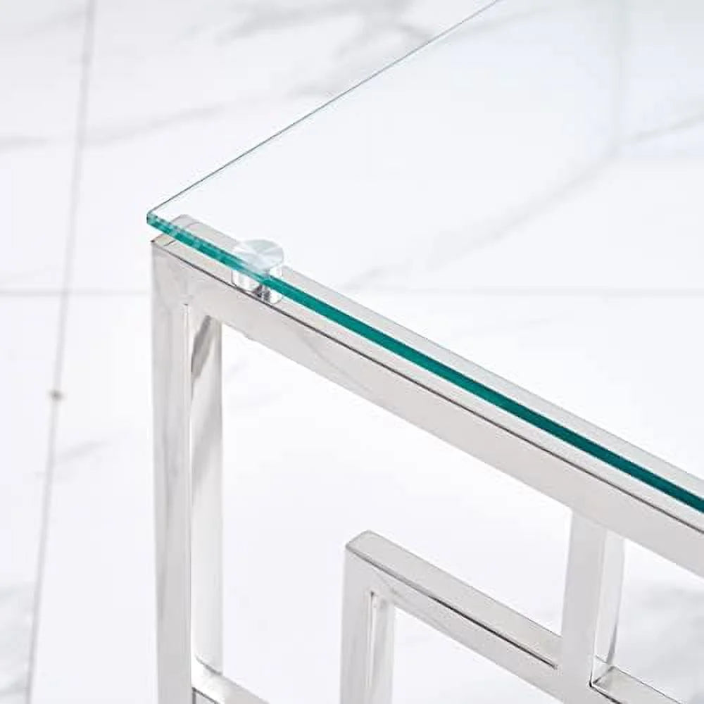 Nesting Table Set of 3 Glass Tempered Glass O9407