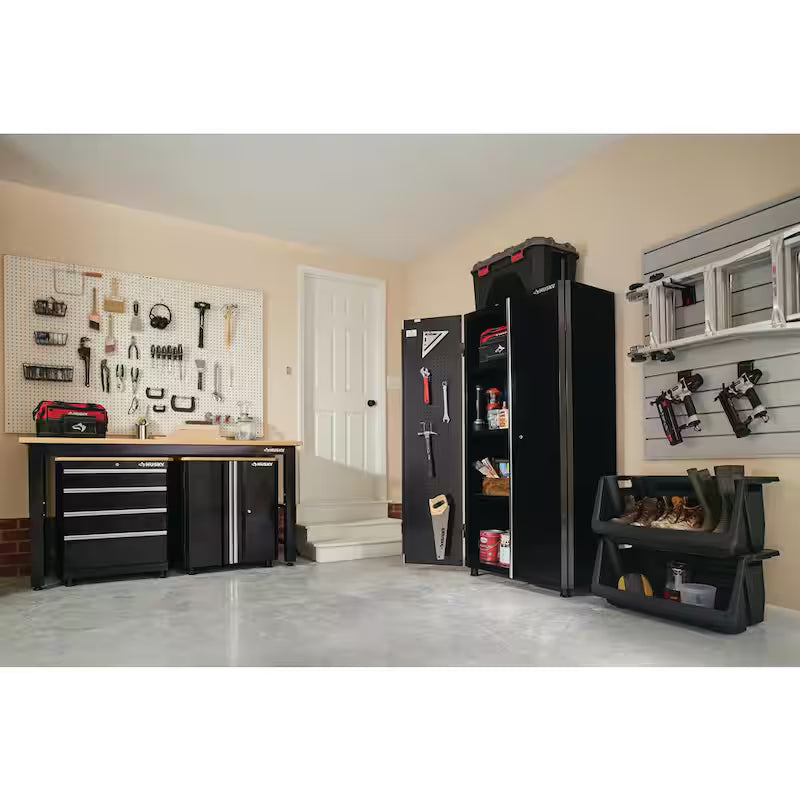 24-Gauge Steel 2-Door Garage Base Cabinet in Black D62966