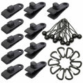 30pcs Heavy Duty Tarp Clips with Bungee Ball Cords Carabiners T61447