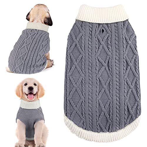 Small Dog Sweaters with Leash Hole Turtleneck Knitwear Red Medium Q8075