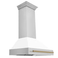36 Inch Range Hood with White Matte Shell and Champagne Bronze Handle O49008