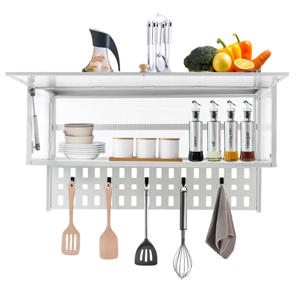 Wall-Mounted Cabinet with Storage Shelf White Translucent F6989