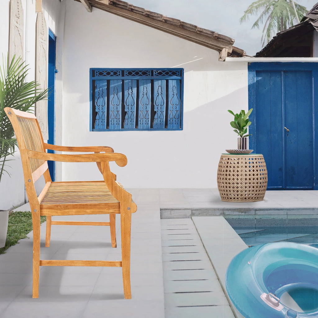 Teak Wood Outdoor Bench with Arms K17662