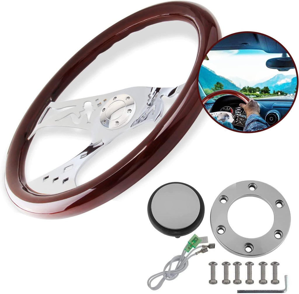 Classic Wood Grain Steering Wheel with Horn Button Kit E609892