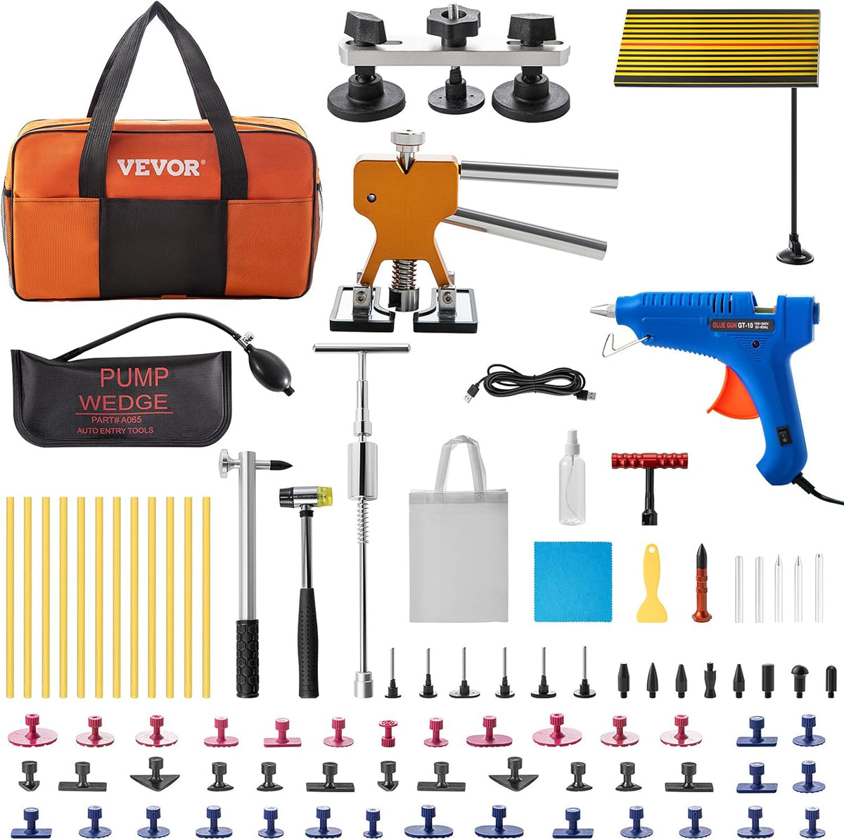 74 PCS Paintless Dent Repair Kit with LED Baffle Board L44807