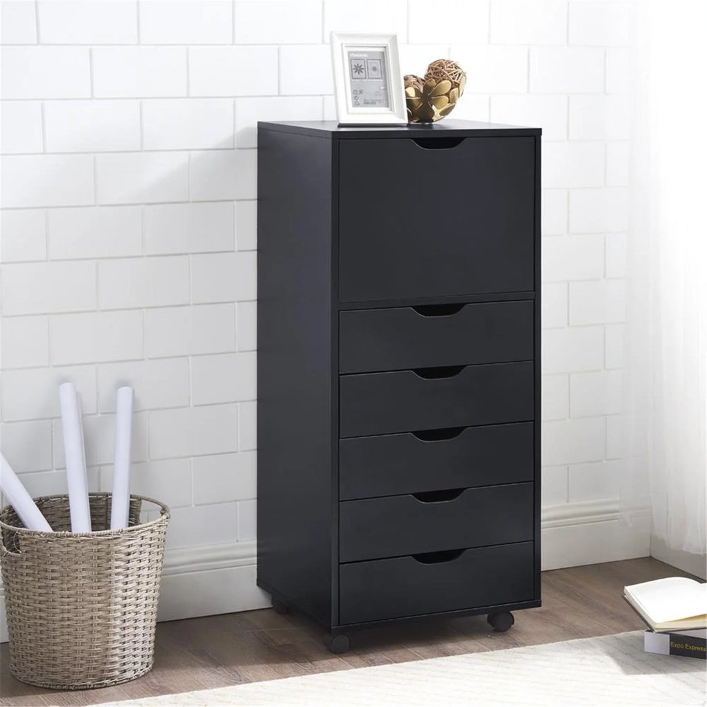 White 5 Drawer Storage Cabinet with Shelf H203