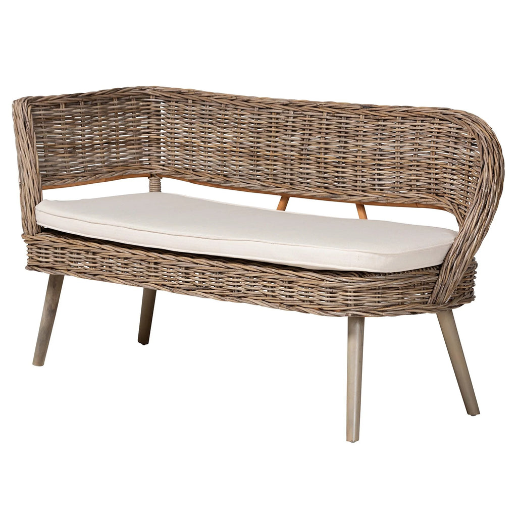Greywashed Rattan Dining Nook Banquette Set V88085