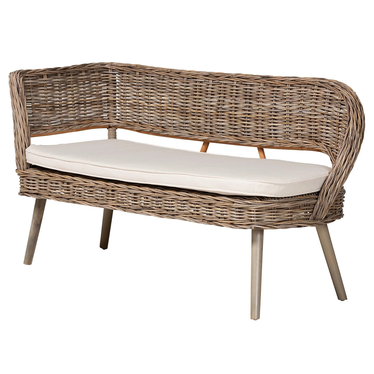 Greywashed Rattan Dining Nook Banquette Set V88085