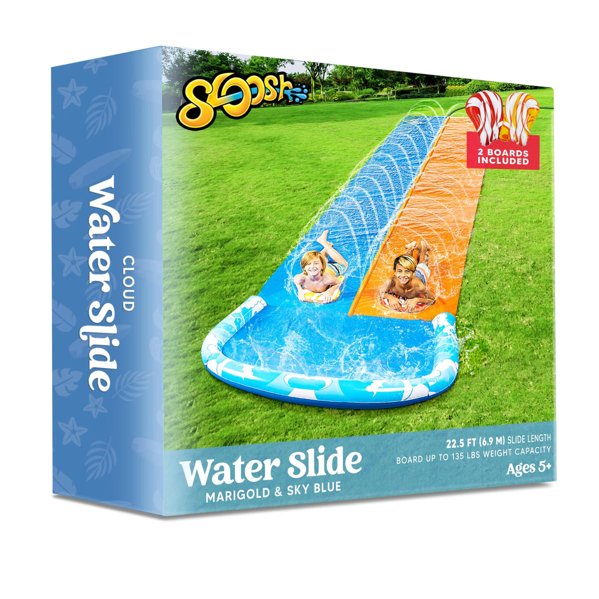 22.5ft Water Slides and 2 Bodyboards P640
