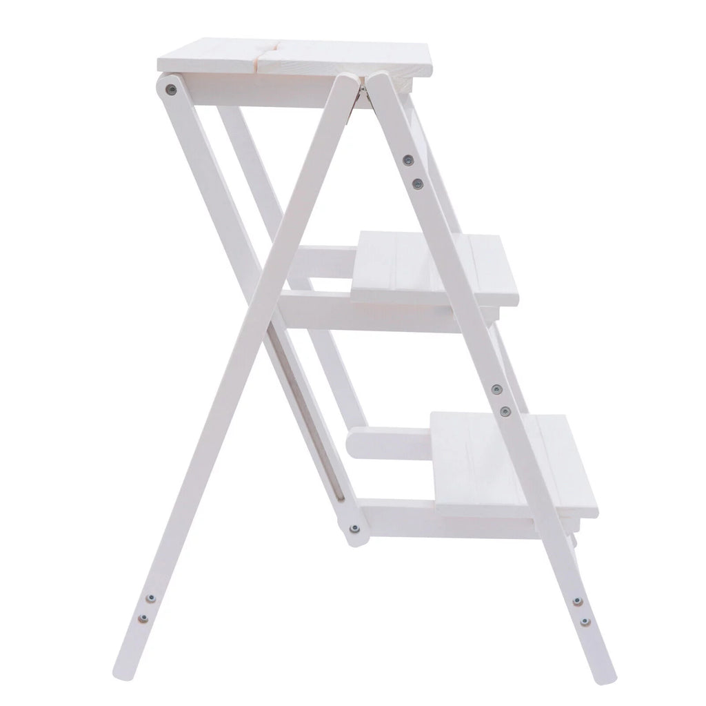 Folding Wooden Step Stool Anti-Slip White K8989