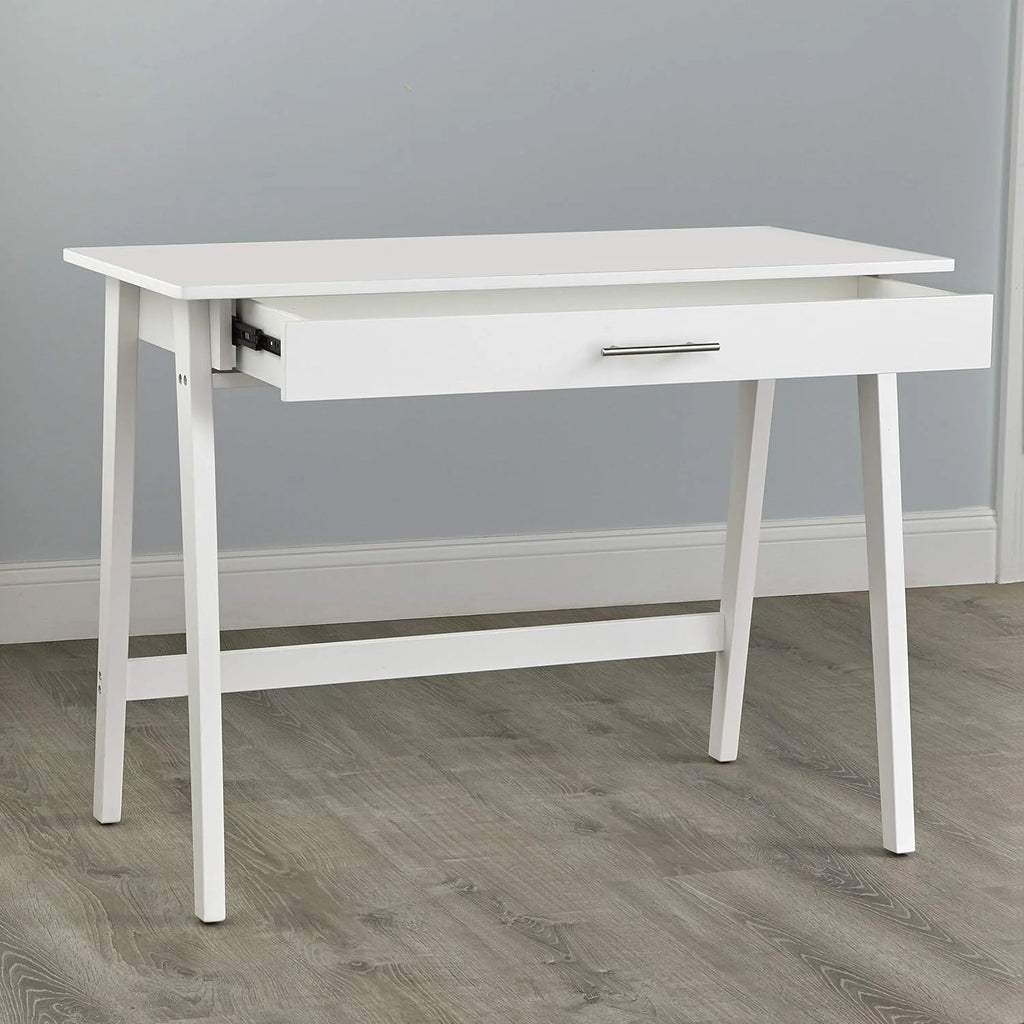 White Wood Writing Desk with Drawer F338690