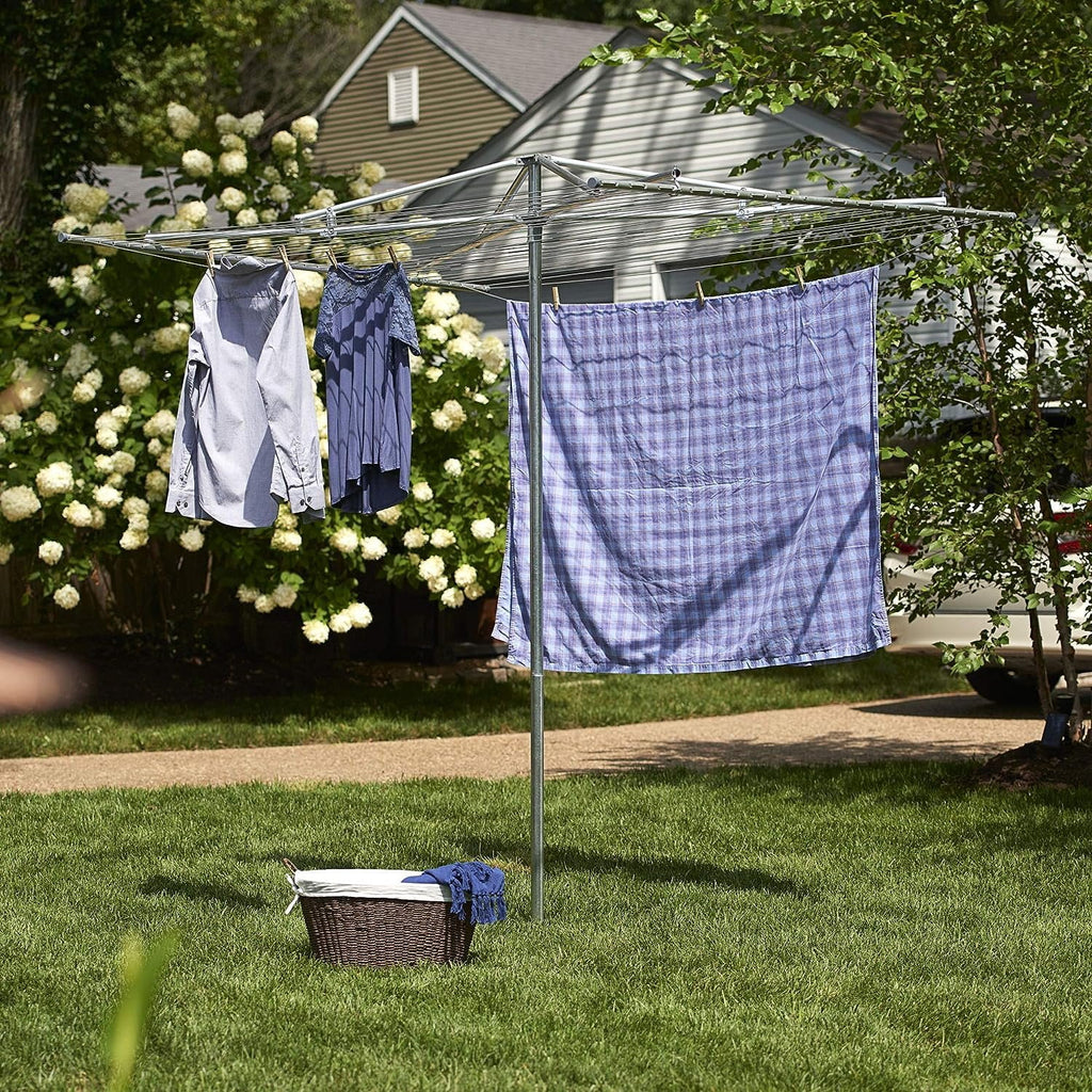 Rotary Outdoor Umbrella Drying Rack 30-Lines with 182 ft. Clothesline W7877