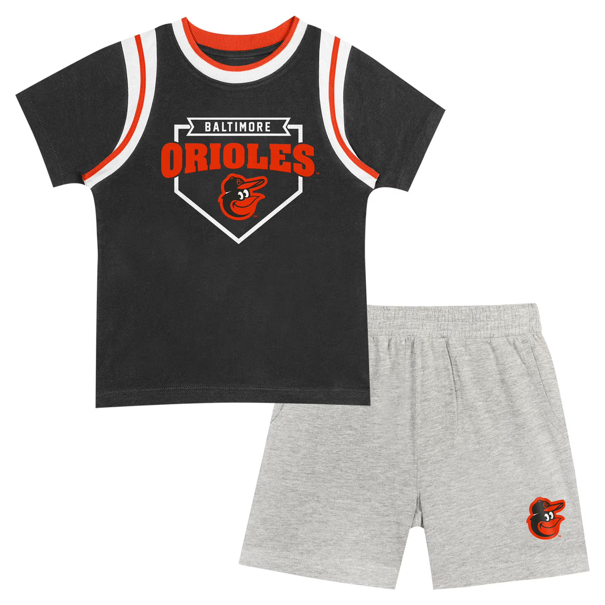 Black/Gray Baltimore Orioles T-Shirt & Shorts Set N286