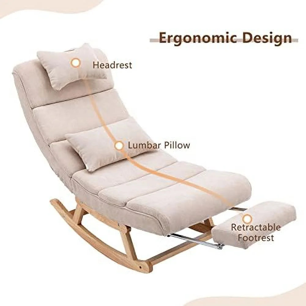 PU Leather Upholstered Rocker Recliner Chair with Pillows & Foot N577