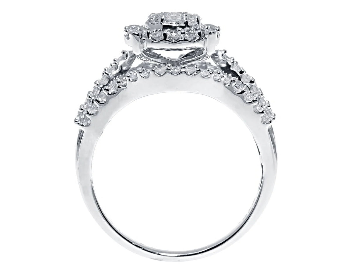 10k White Gold Round Diamond Cluster Engagement Ring V649933