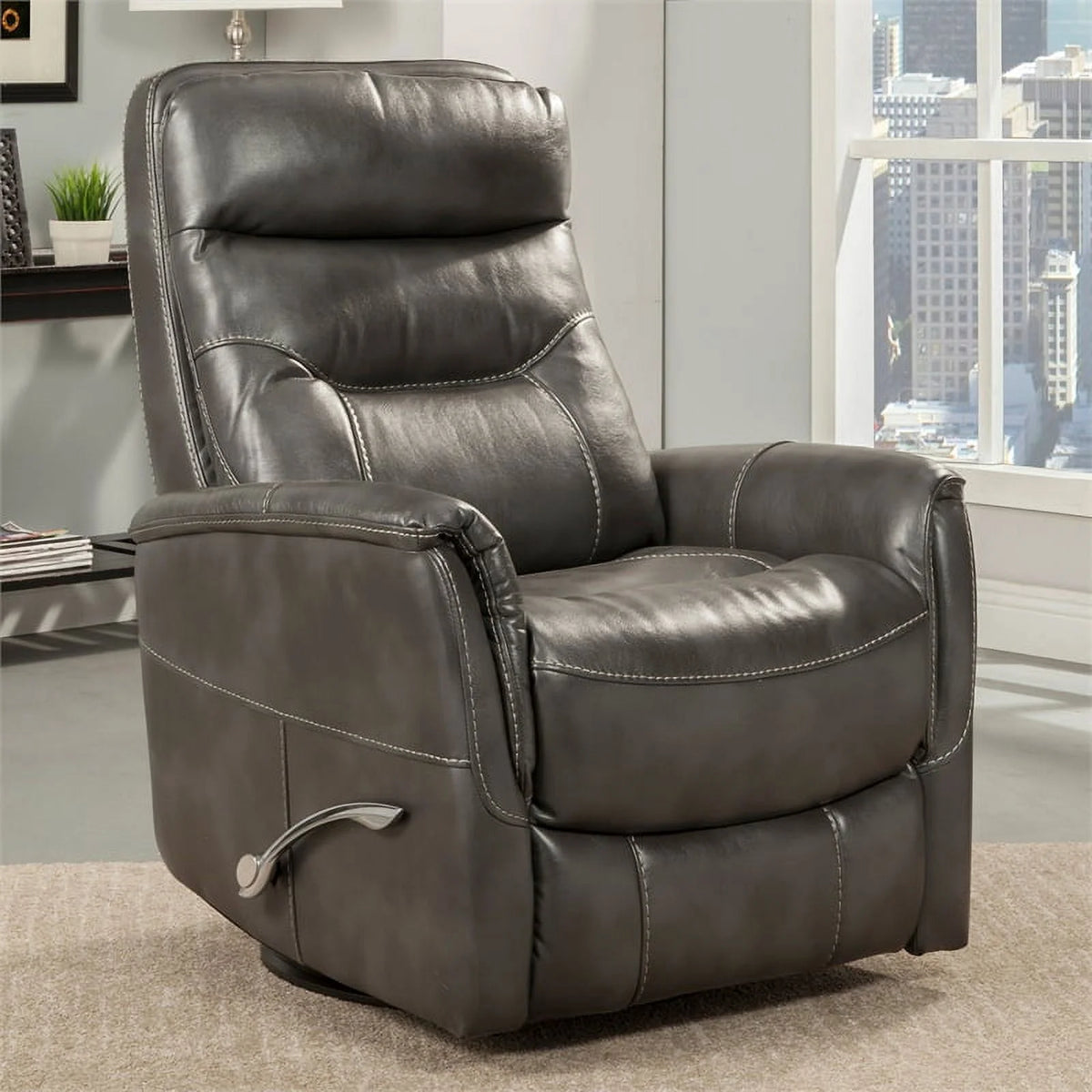 Black Polyester Manual Swivel Glider Recliner N3805