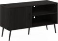 Espresso TV Stand with Wood Legs, One Cabinet Two Shelves F322890